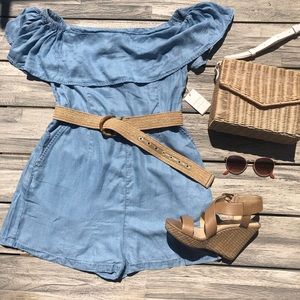 Denim Off the Shoulder Romper